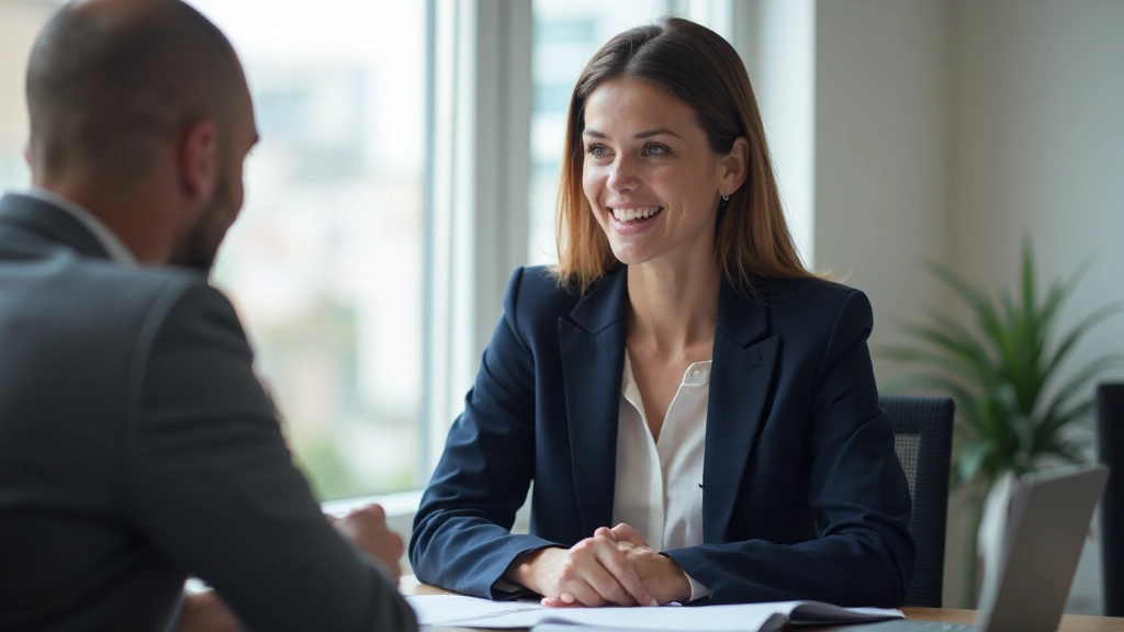 Профессиональное фото женщины, обсуждающей карьеру с менеджером в офисе